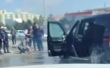 В Баку загорелся Land Rover