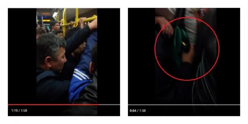 Вора-карманника сняли на видео в троллейбусе