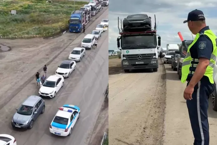 Многокилометровая пробка образовалась на границе Казахстана и России