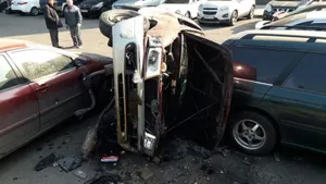 ДТП в Алматы: автомобиль едва не задел людей на остановке