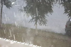 На Усть-Каменогорск обрушился град размером с перепелиное яйцо