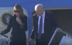 Меланья Трамп вновь отказалась от руки мужа