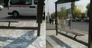 Шымкентские остановки не устояли перед ветром