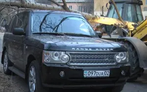 Дерево упало на ехавший Range Rover в Алматы. Фото