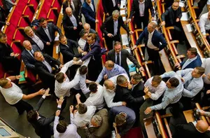 Киевские депутаты подрались из-за гимна [видео]