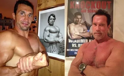 Кличко и Шварценеггер померялись мускулами