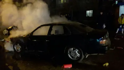 Автомобиль сгорел дотла в Алматы. ФОТО