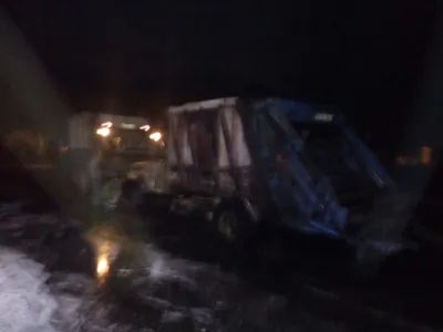 В Алматы cгорел мусоровоз