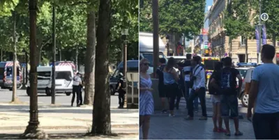 В Париже машина протаранила полицейский фургон