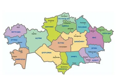 Выпущена административная карта новых областей Казахстана