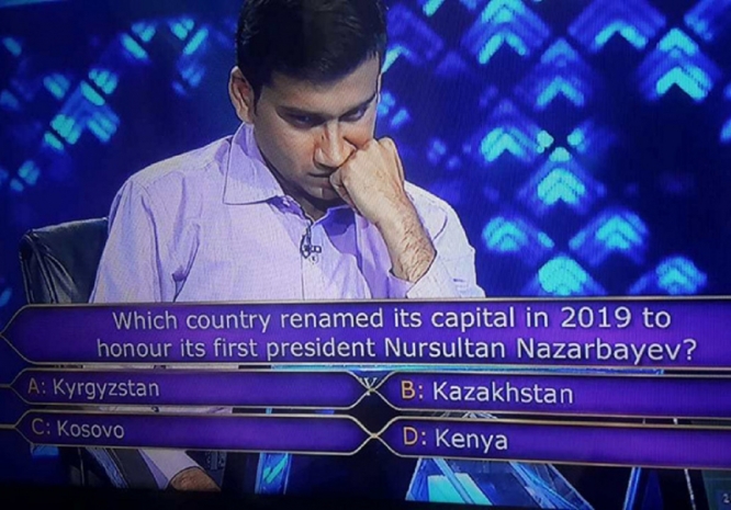 Вопрос о Нурсултане Назарбаеве на 20 тысяч долларов обогатил индийца