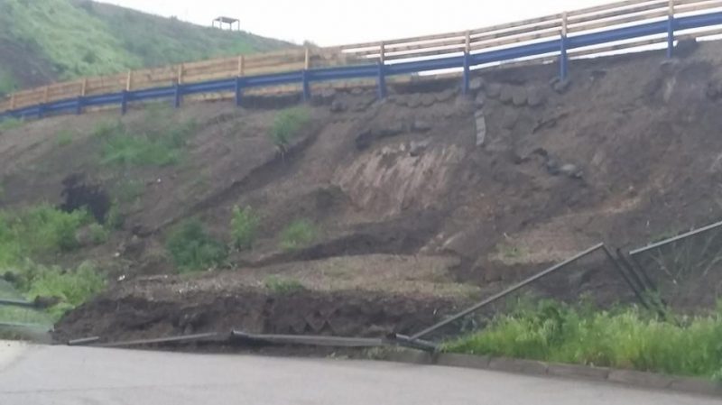 В Алматы оползень сошел на дорогу