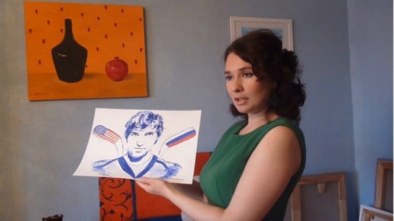 Художница нарисовала сосками портрет Александра Овечкина