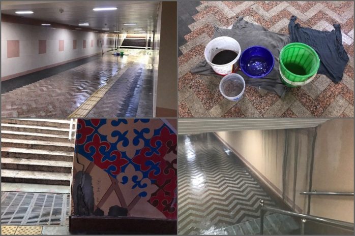 Как выглядят после дождя подземные переходы в Алматы