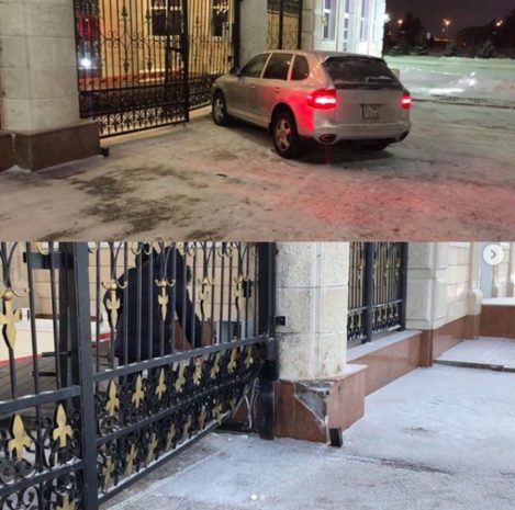 В ворота Акорды врезался Porsche Cayenne