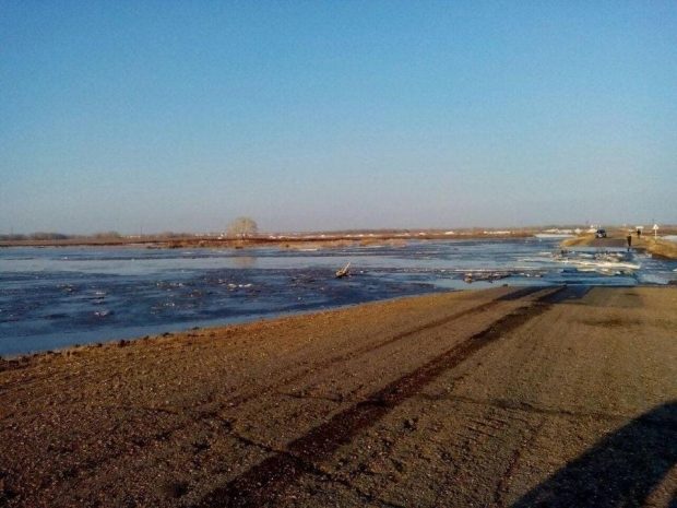 В ВКО Иртыш вышел из берегов и затопил дорогу. ФОТО