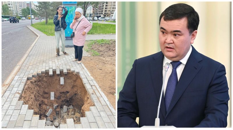 Ушла земля из-под ног: в Астане девушка провалилась под асфальт на остановке