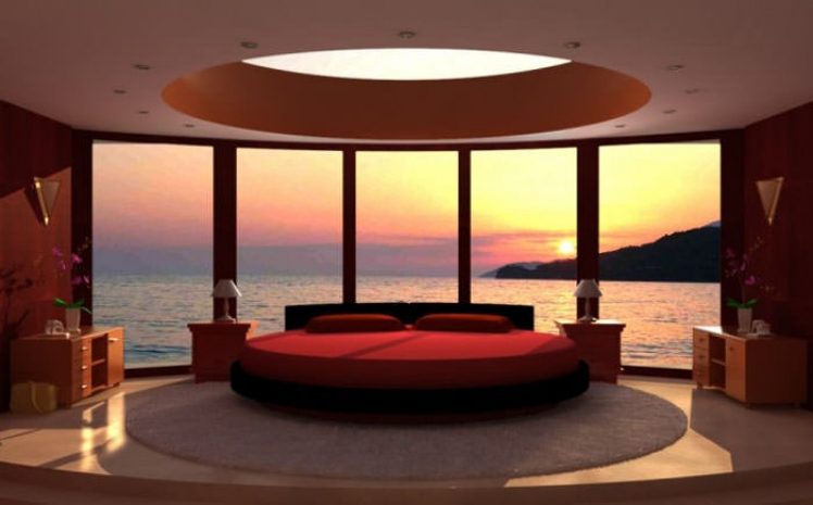 Круглая кровать для стильной и современной спальни