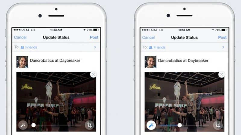 Мобильный Facebook начал автоматически корректировать фотографии