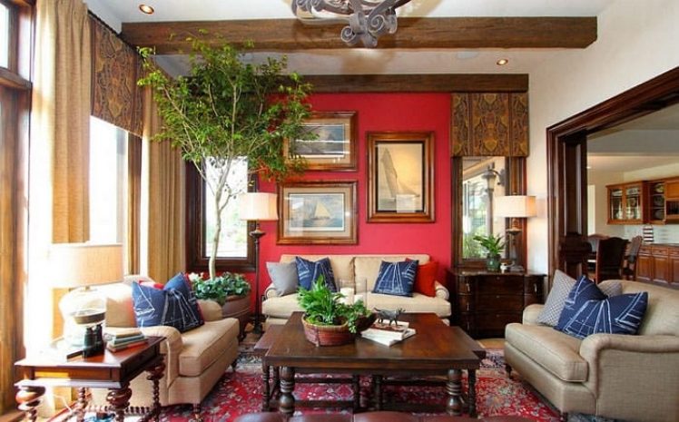 Магия красного цвета в интерьере гостиной