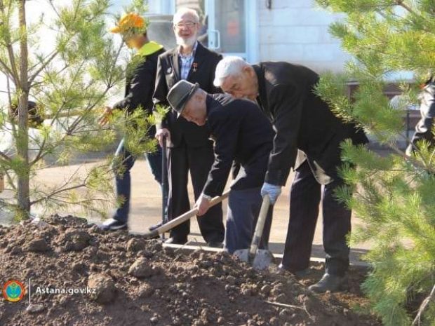Ветераны и молодежь Астаны посадили около 200 деревьев